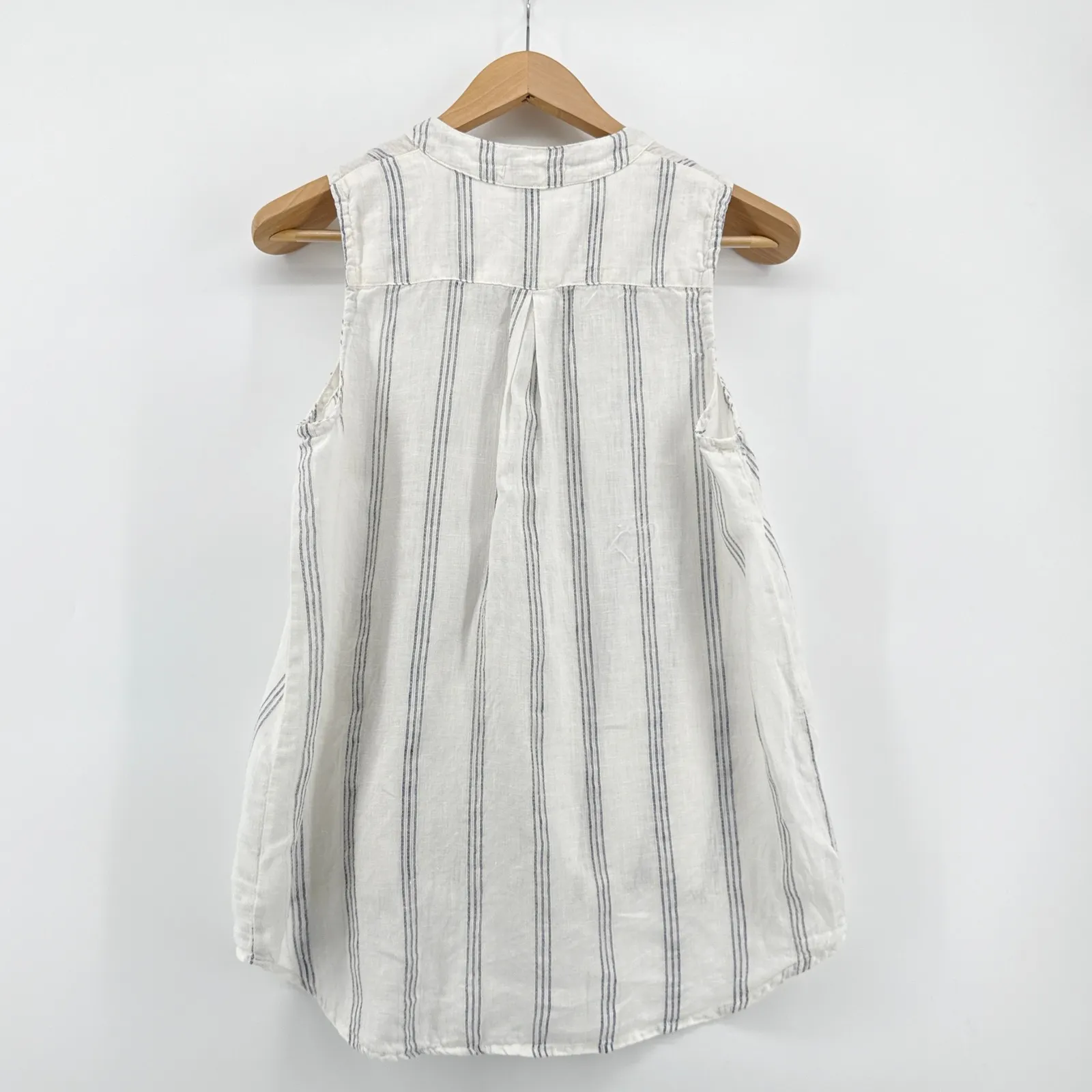 CP Shades Linen Striped Sleeveless Top Oversized XS Button Up Tank Bohemian‎ - Image 5