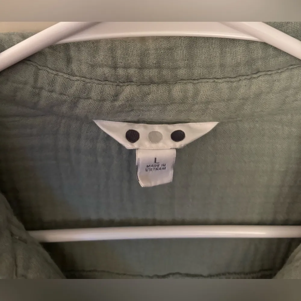 Three Dots Cotton Gauze Shirtdress in Pale Green, Size L - Image 4