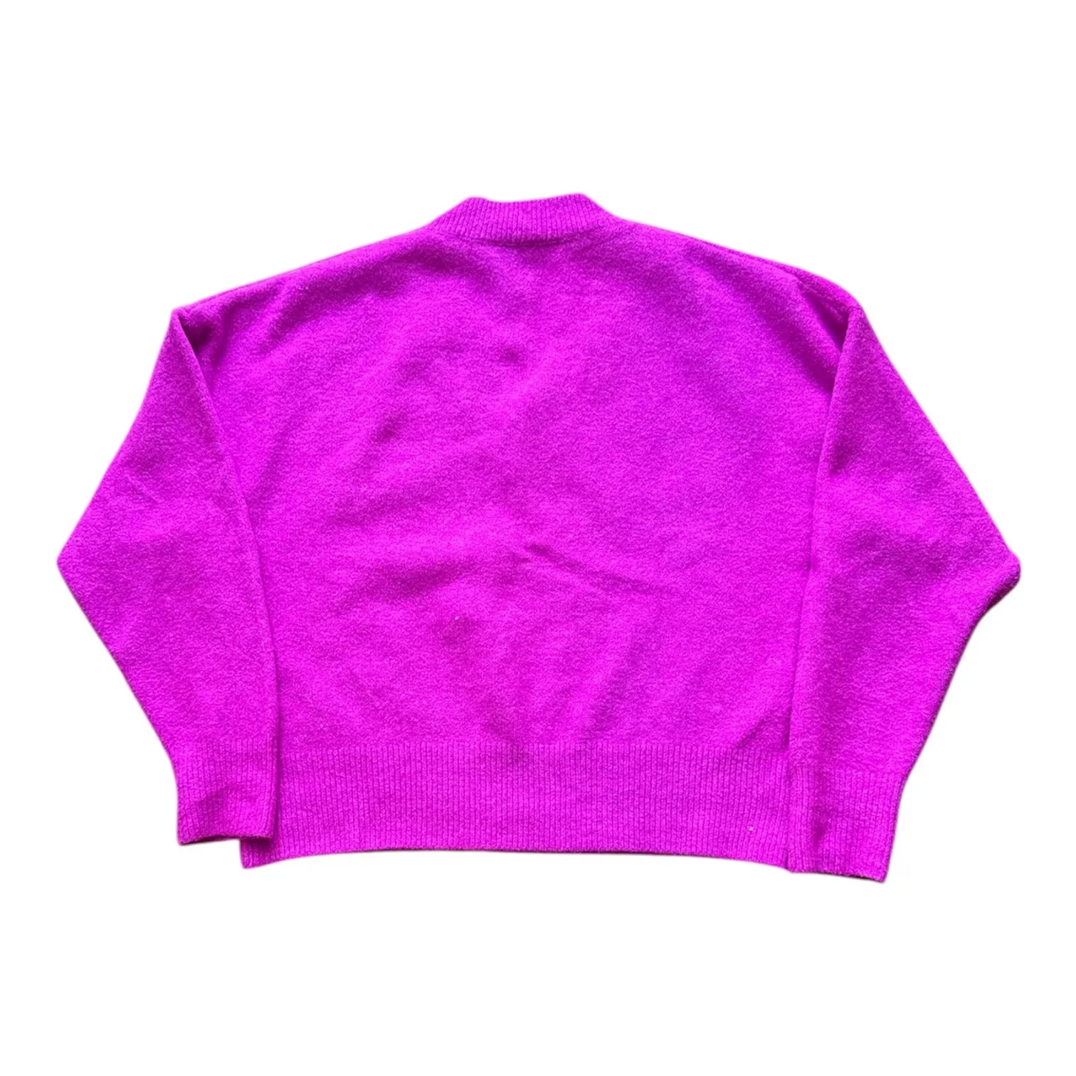 ZARA Bright Pink V Neck Long Sleeve Textured Sweater Medium - Image 5