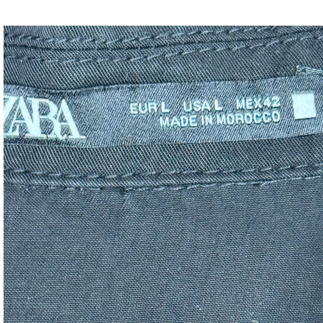 Zara Long Sleeve Lightweight Button Down Collard Shaket Jacket Pockets L Black - Image 9
