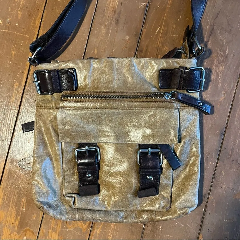 Danier Leather Sling Crossbody Buckle Bag Tan - Image 4