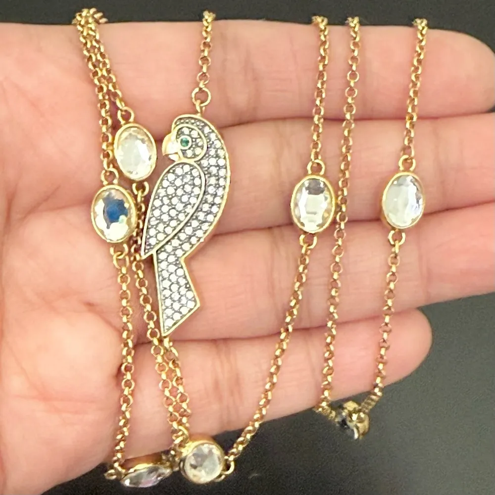JUICY COUTURE Gold-tone Rhinestones Parrot Station 34” Necklace 21g. - Image 4
