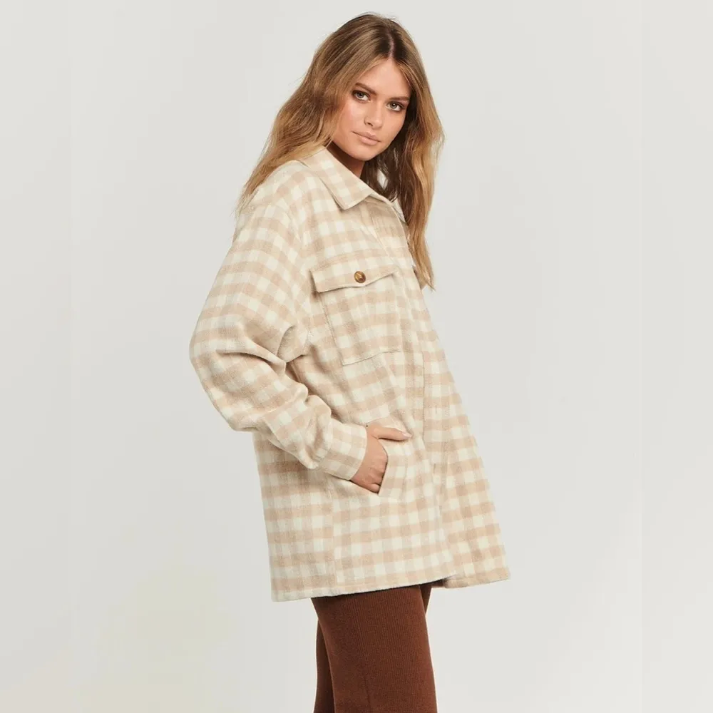 Charlie Holiday Preston Wool Blended Coat Sand Check Size Small NWT - Image 6