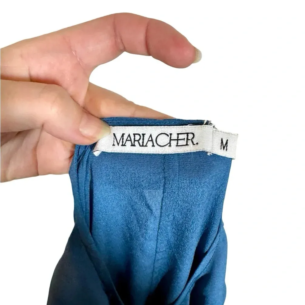 Mariacher Maria Cher Olite Rosario Silk Ruched Short Long Sleeve Mini Dress Blue Size M - Image 6