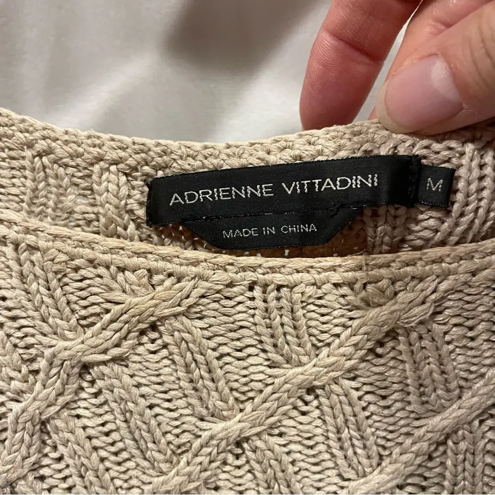 Beautiful Vintage 90’s-Y2K Adrienne Vittadini tan silk cable knit sweater luxe - Image 7