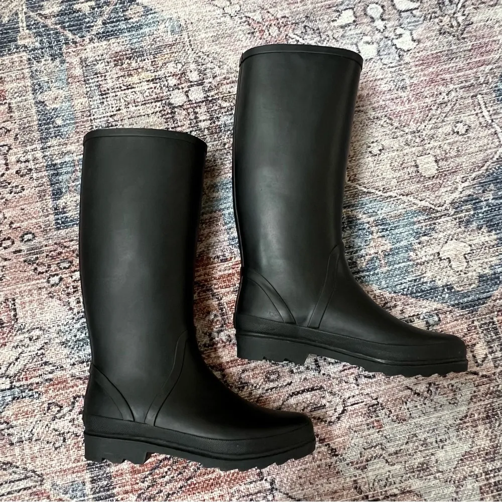 J.Crew Tall Lug Sole Rain Boots in Black Size 7 Waterproof Rubber Boots - Image 6