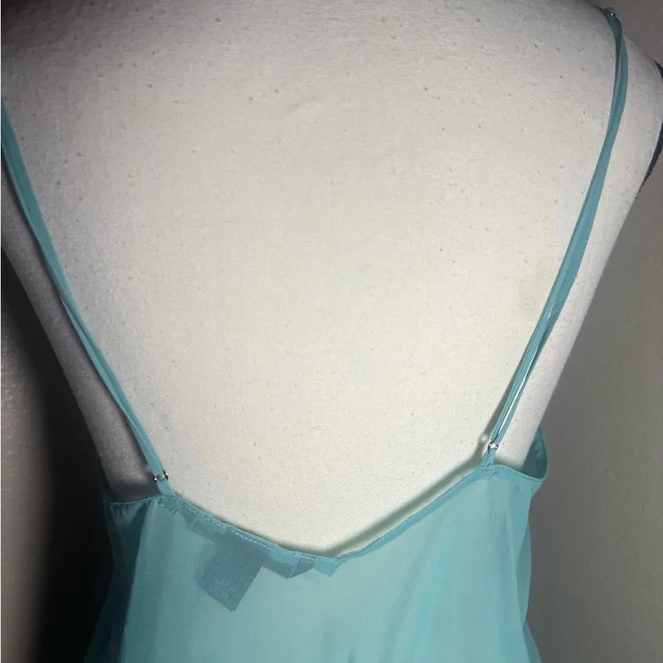 Vintage Victoria’s Secret Elegant Lace Trim Aqua Nightgown - Image 7