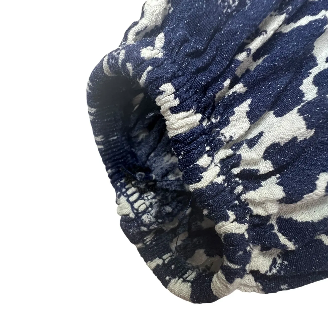 Zara Printed Tunic Mini Dress Blue White L Bohemian Peasant Long Sleeve Flowy - Image 6