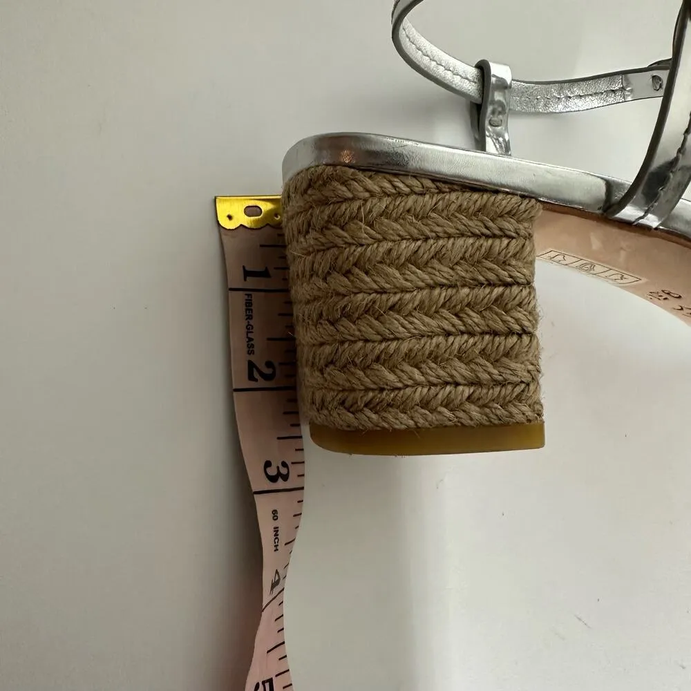 Tory Burch Women's Miller Silver Metallic Espadrille Wedge Heel Sandals Size 9.5 - Image 11