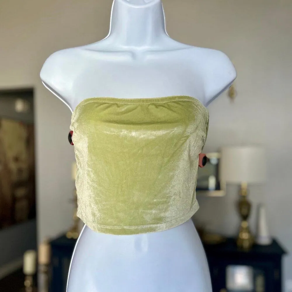 Princess Polly Women’s Velvety Bandeau Top in Lime - Image 2