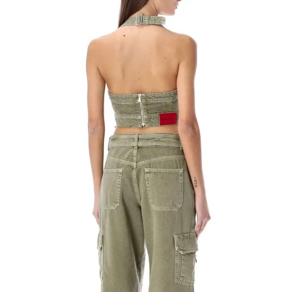 ALESSANDRA RICH Buckle Halter Top in Green 36 New AS - Image 14