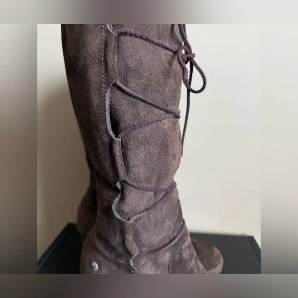 UGG  Elsey Chocolate Suede Wedge Boot - Image 7