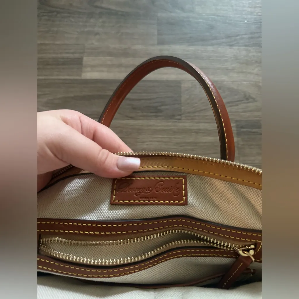 Authentic Dooney & Bourke pebble grain monogrammed domed satchel - Image 4