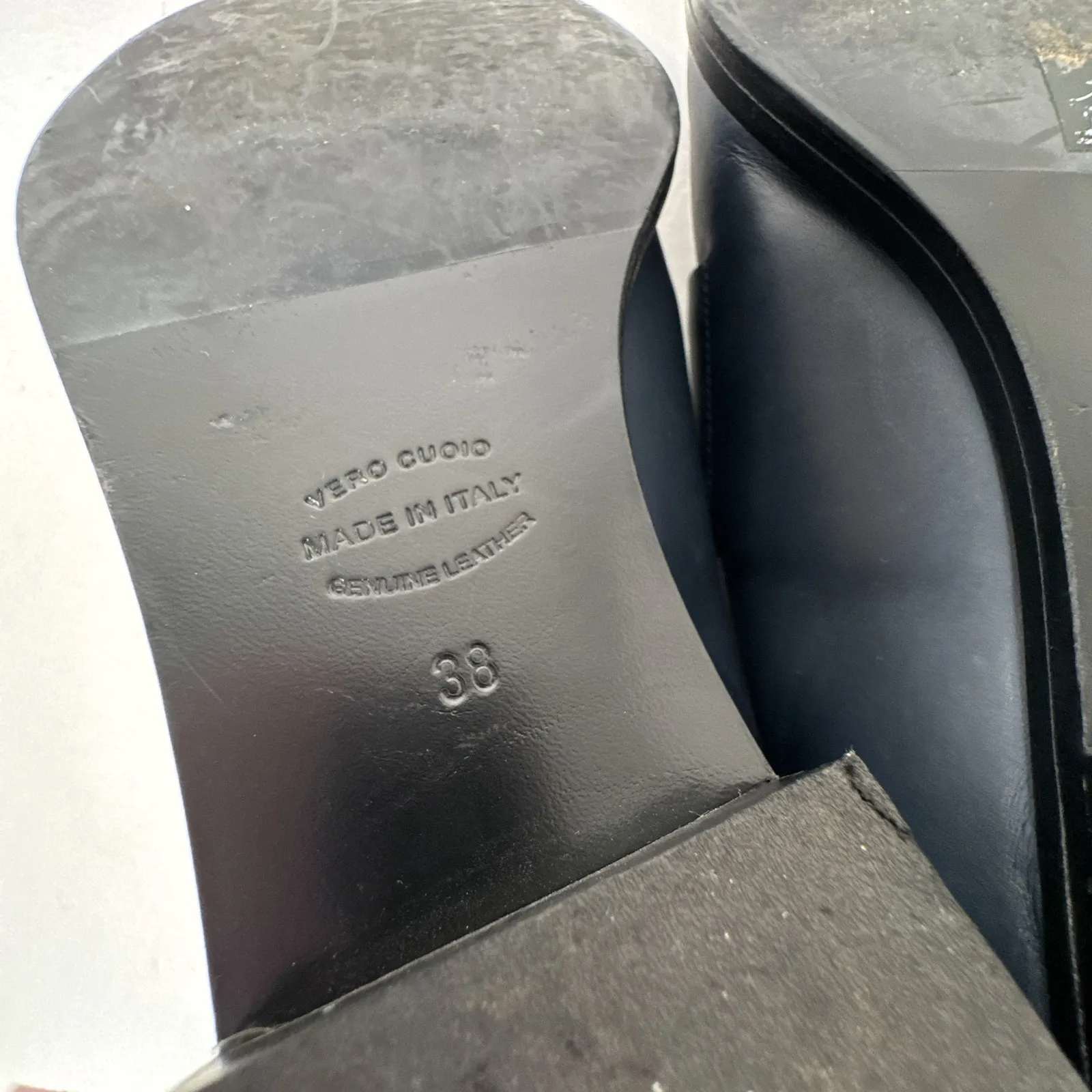 & Other Stories Metal Leather Derby Shoes Navy Cutout Made in Italy 38 US 7 - Image 11