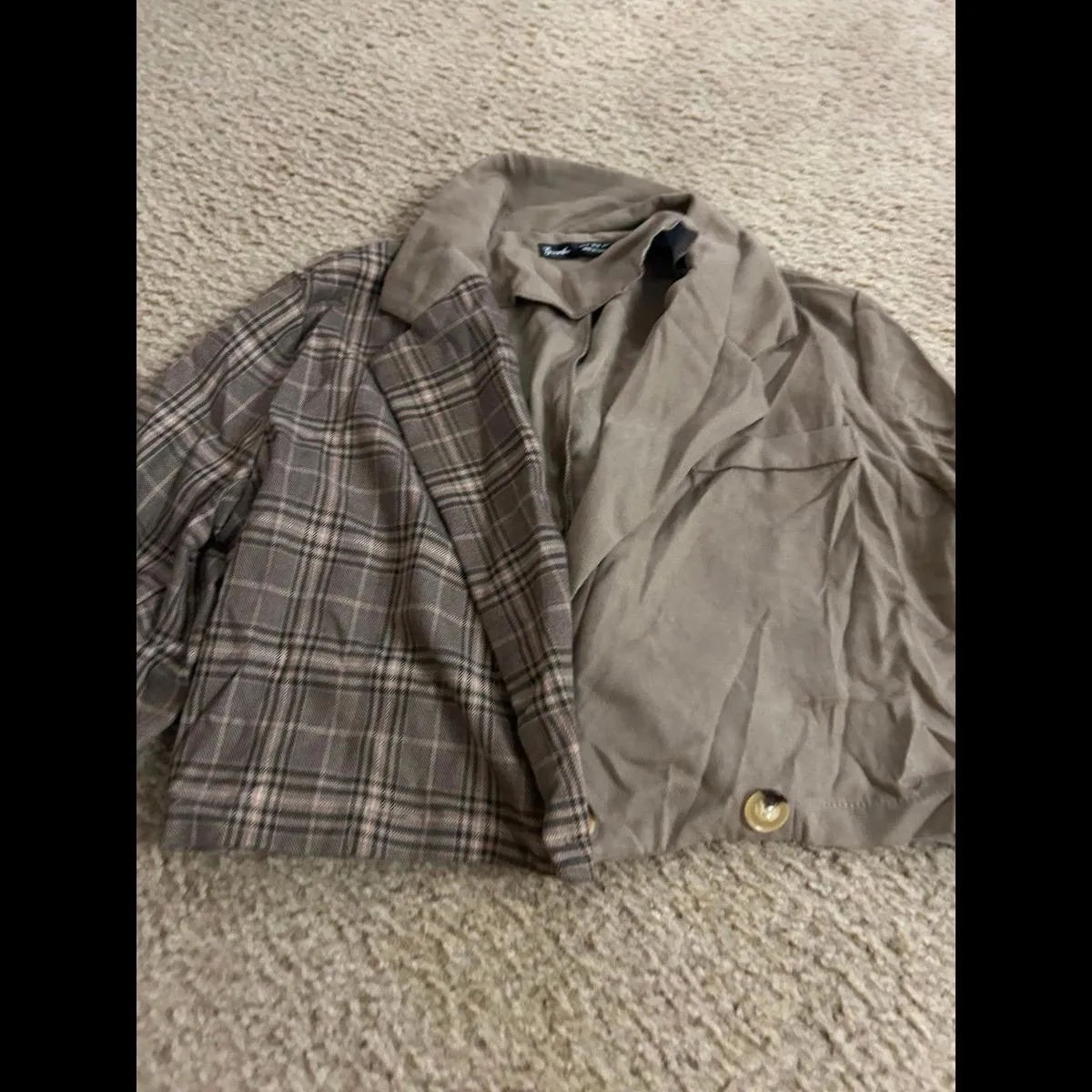 Flannel cropped long sleeve jacket size medium Silver - Image 3