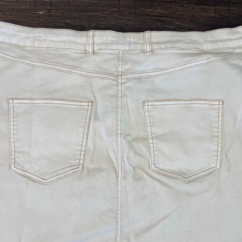 Pilcro Plus Denim Mini Skirt Beige Size 22W NWT - Image 12