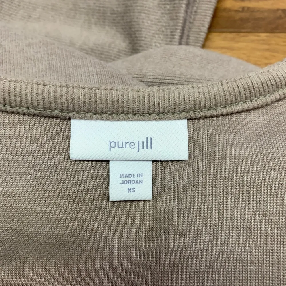 J.Jill Pure Jill Wrap Cardigan Womens Size XS Brown Knit Top Pockets Long Sleeve Tan - Image 6