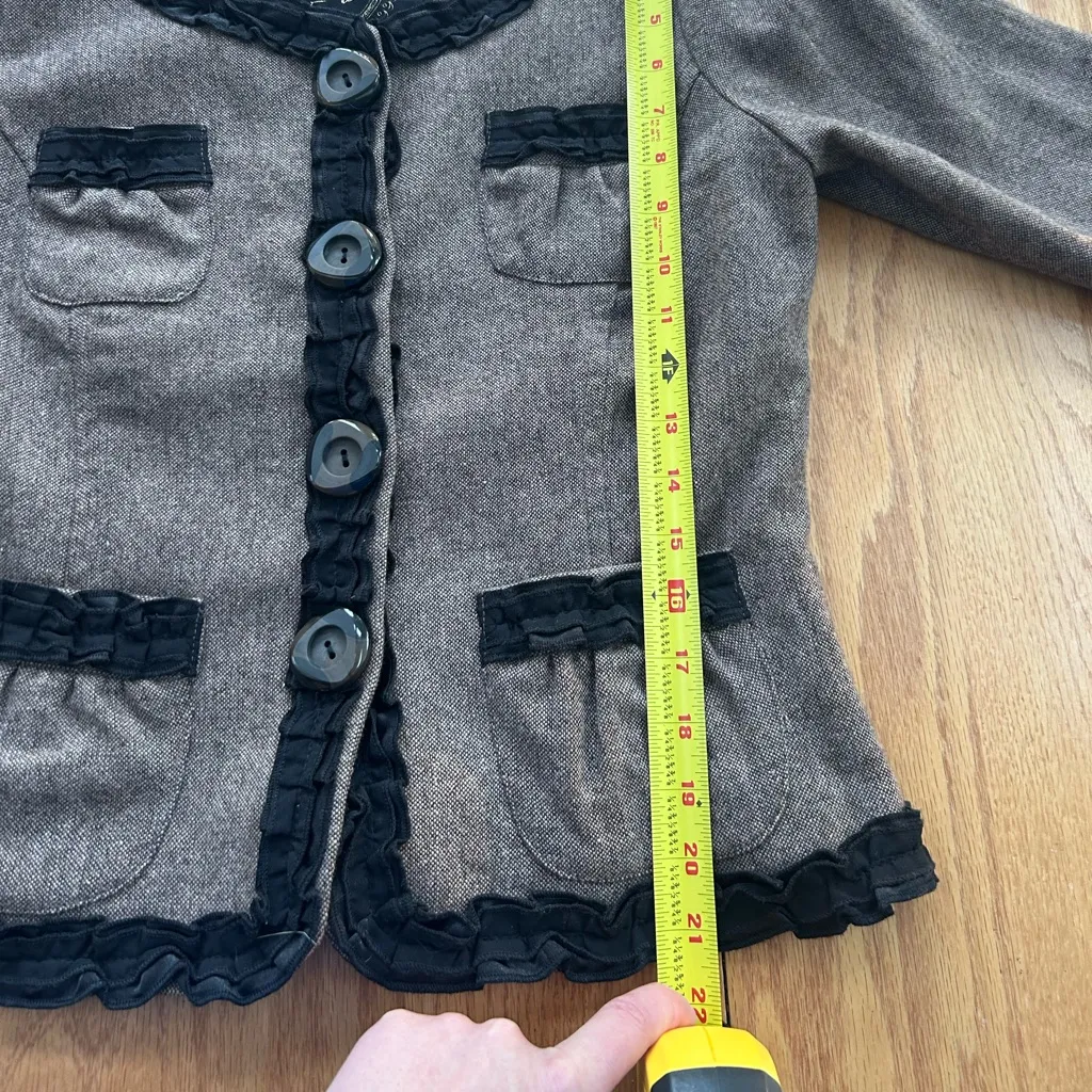 Nick & Mo Boutique Blazer Jacket Brown Black Women’s Size Medium Wool Blend - Image 6