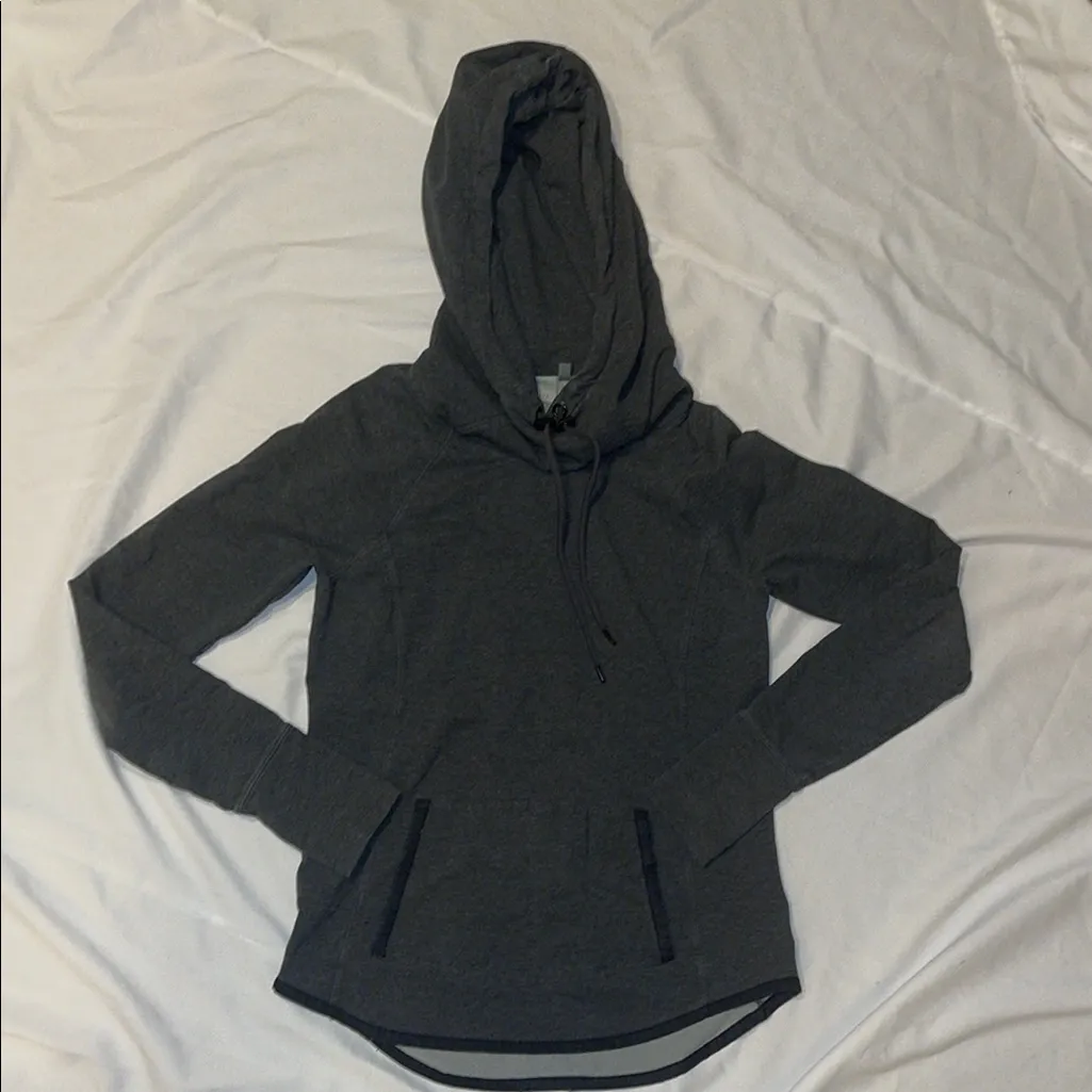 Athleta dark charcoal Gray Hooded Long Sleeve Sweatshirt hoodie XS - Image 2