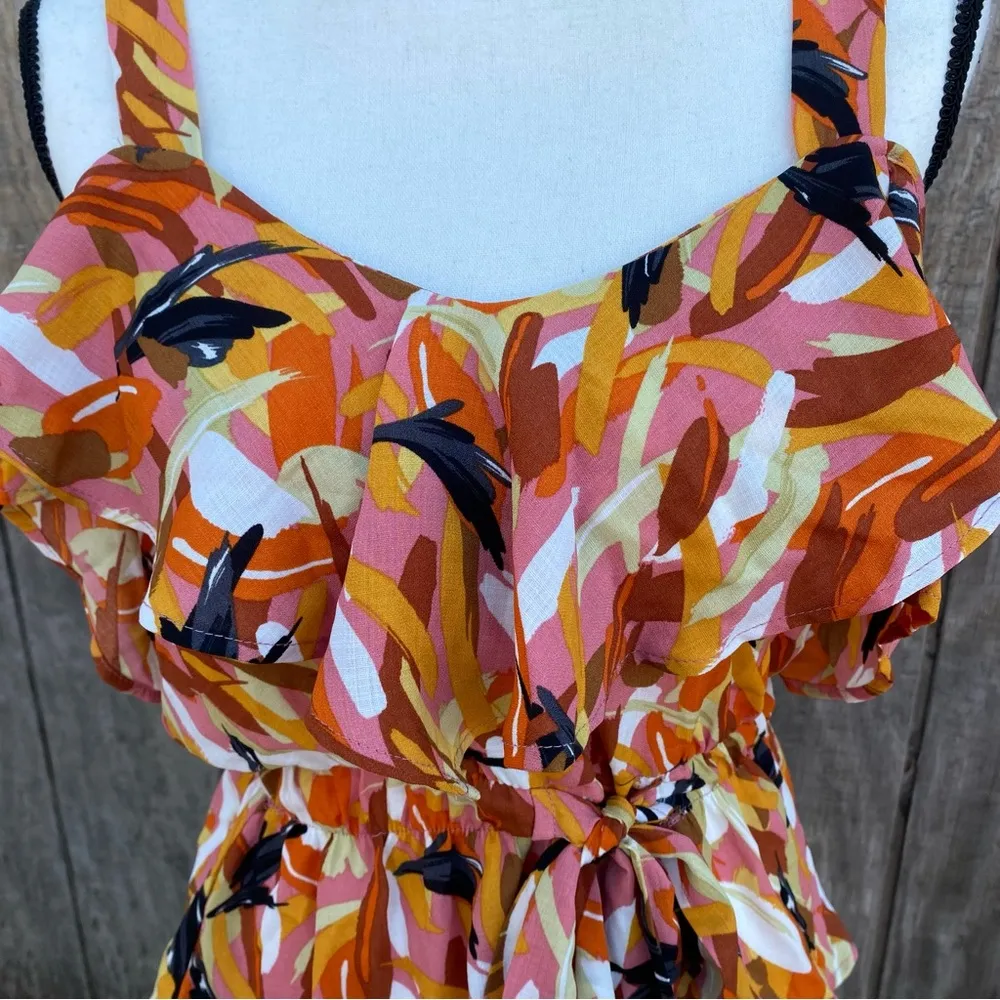 Orange Abstract Printed Tank Top Size XS - Image 2