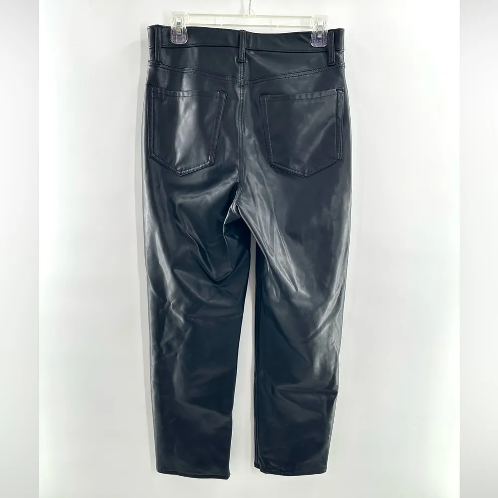 The Ankle Straight Ultra High Rise Faux Leather Black Pants - Image 5