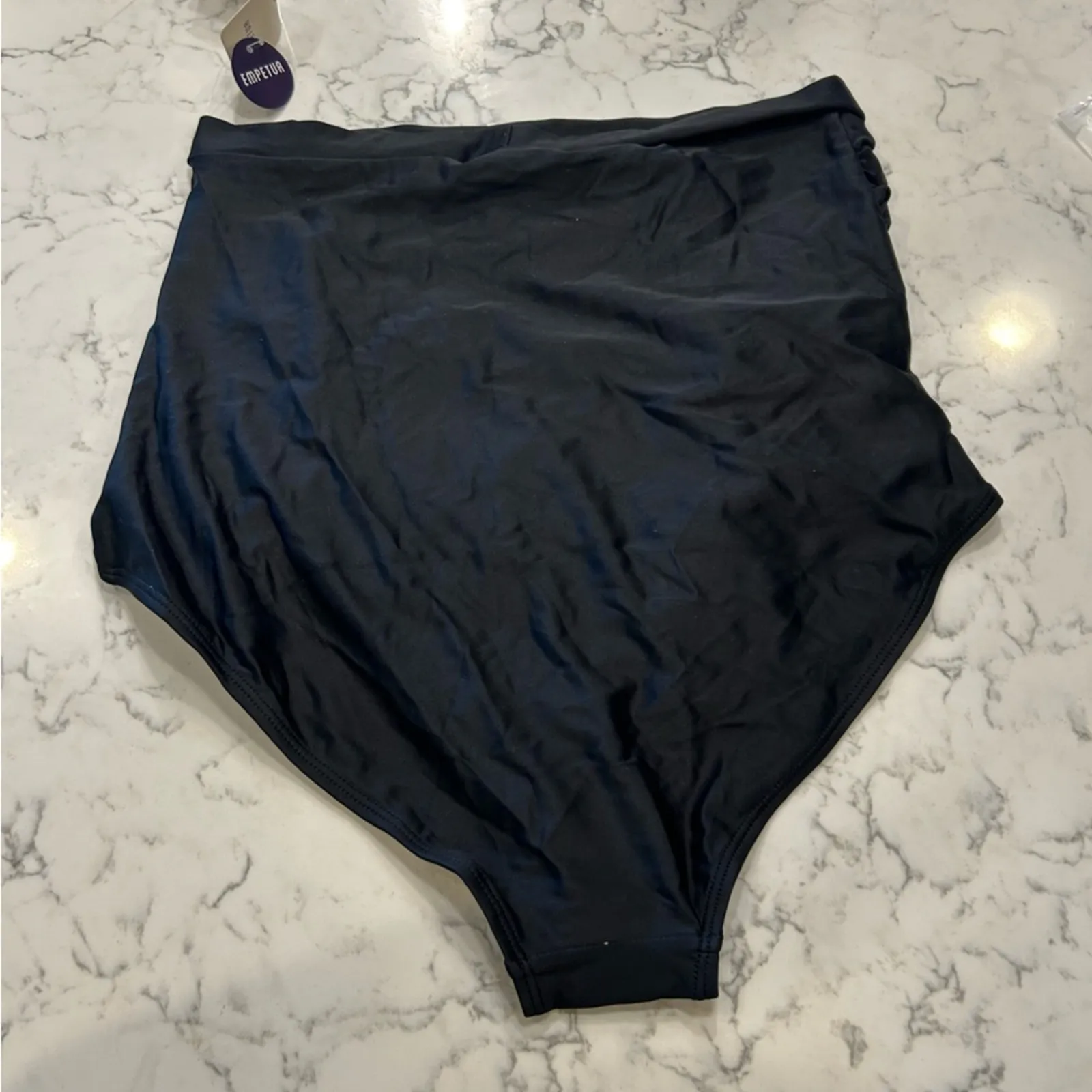 NWT Empetua Shapermint Black High Waisted Control Bikini Bottom Size XL - Image 3