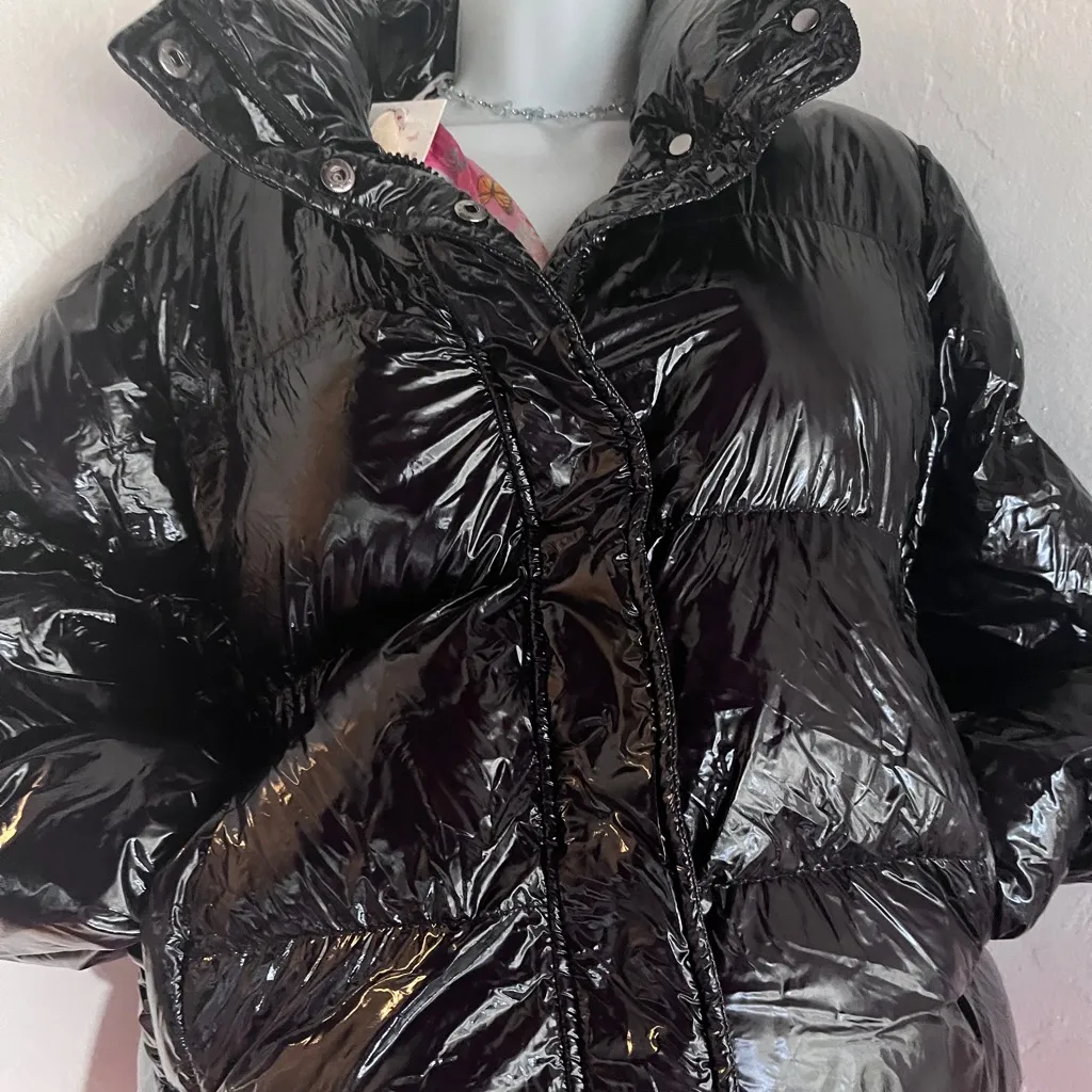 Noize Glossy Black Puffer Jacket Size XL - Image 4