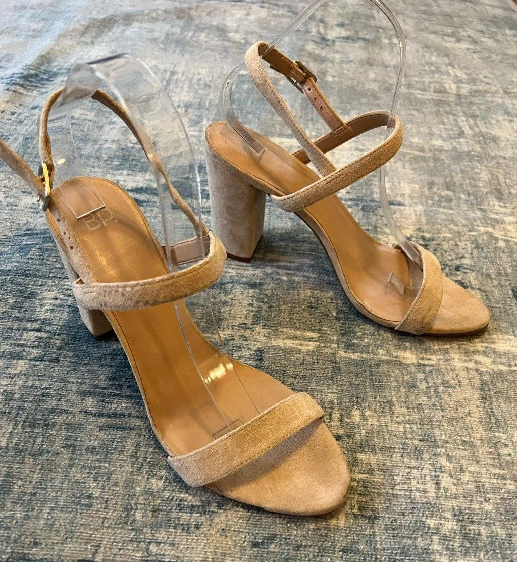 Lula Slingback Block Heel Suede Leather Sandal Blush Size 9.5 - Image 2