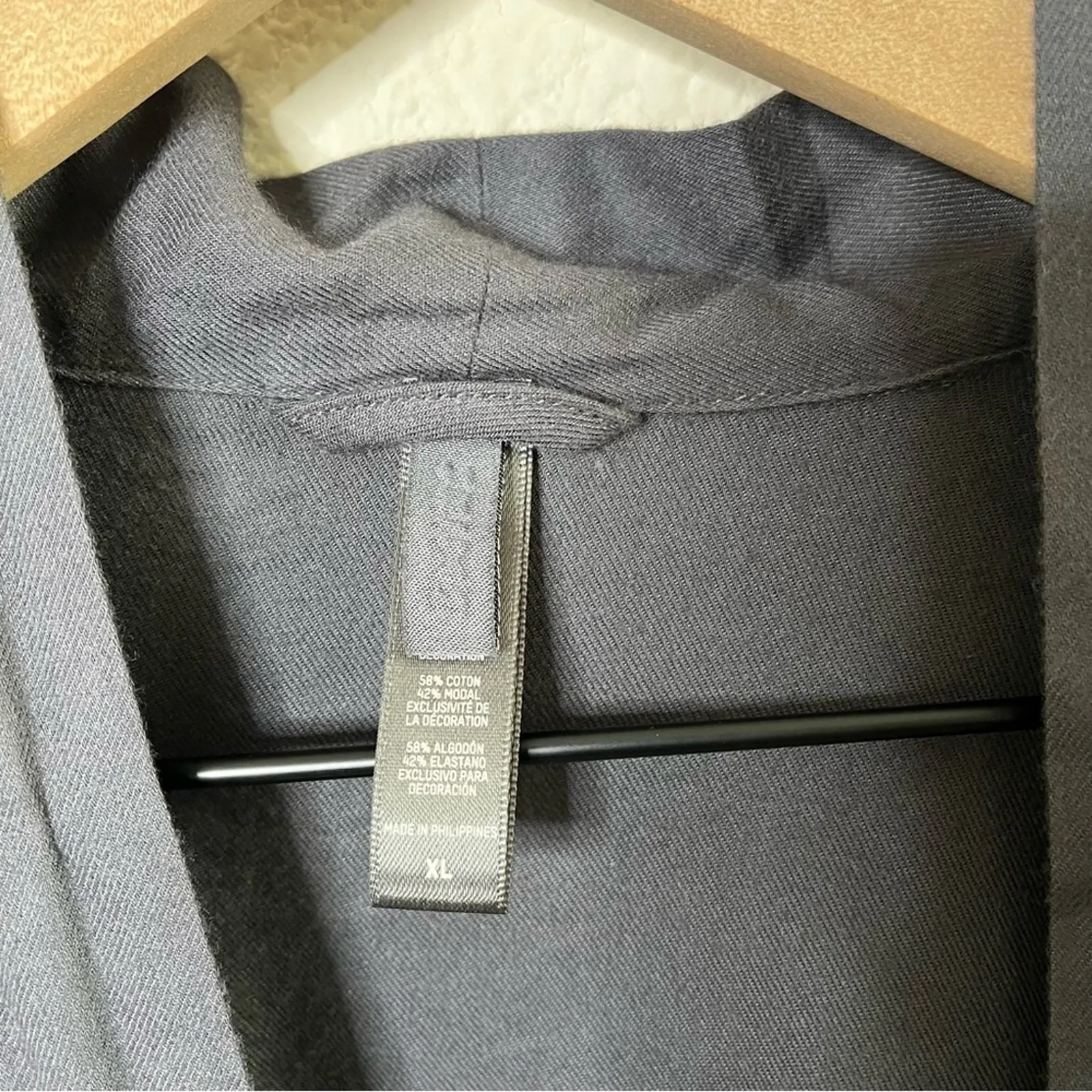 SKIMS Drapey Cotton & Modal Robe Style Pajama Top Grey Womens Size XL - Image 5