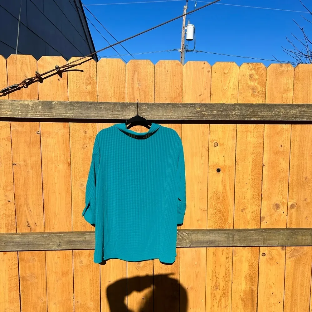 Maggie Barnes blouse blue stripe button down‎ vintage size 18/20W lightweight - Image 7