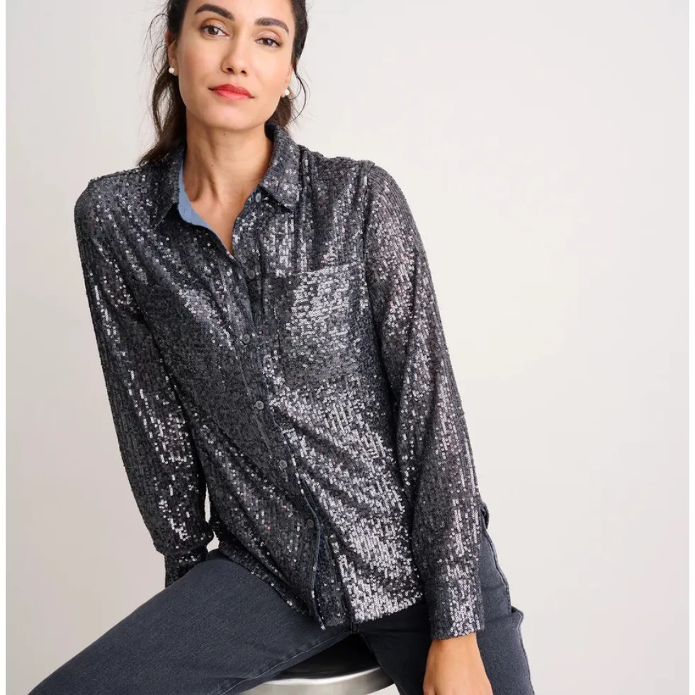 Untuckit Women’s Sequin Charcoal Harlow Long - Image 3