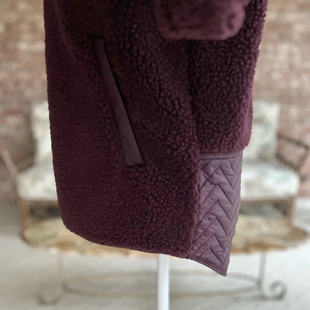 Athleta Cozy Snap Jacket Sherpa Pullover Plum Purple  XS Teddy Quilted - Image 9