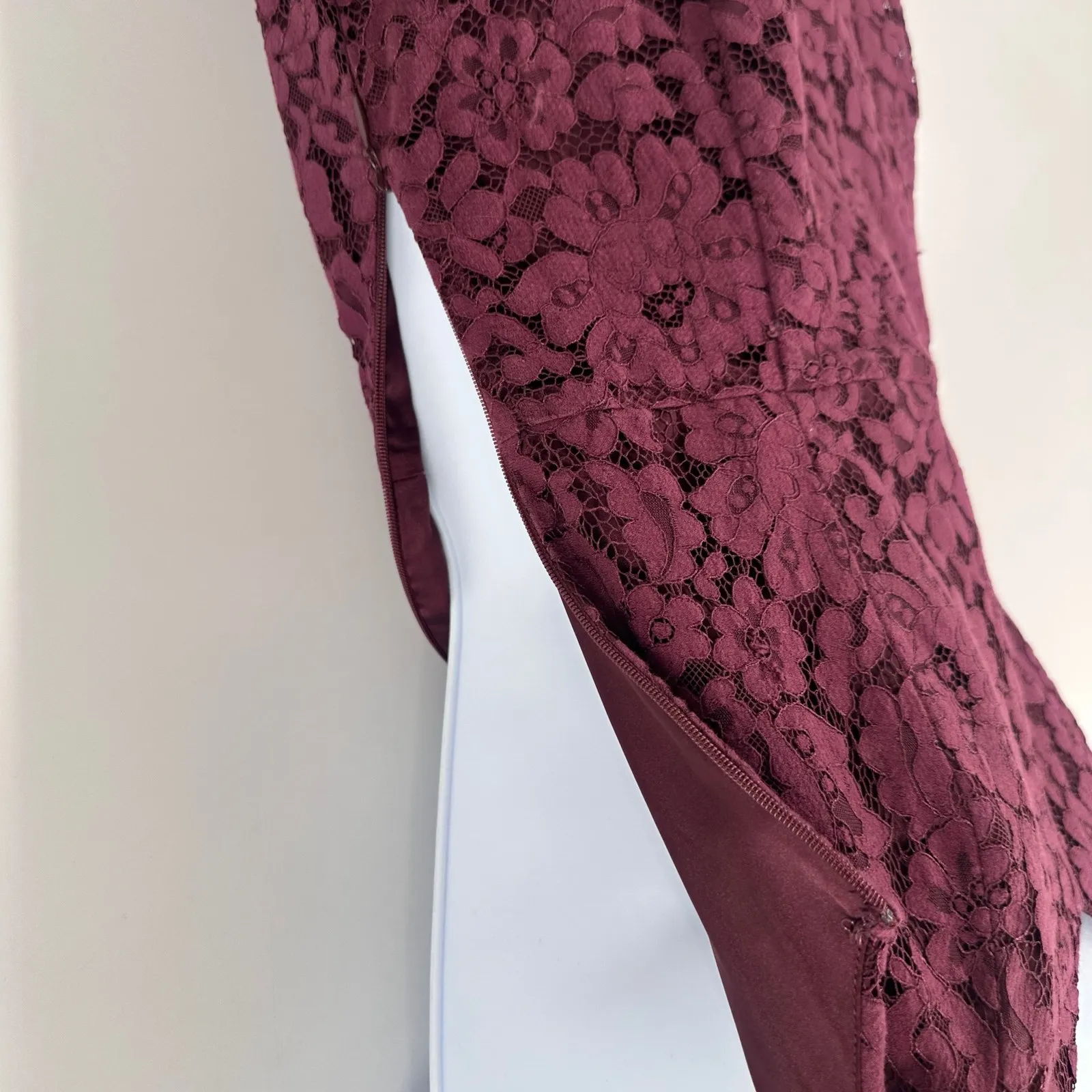 Lovers + Friends Burgundy Lace Strappy Back Midi Dress Skylight Dress Size S - Image 11