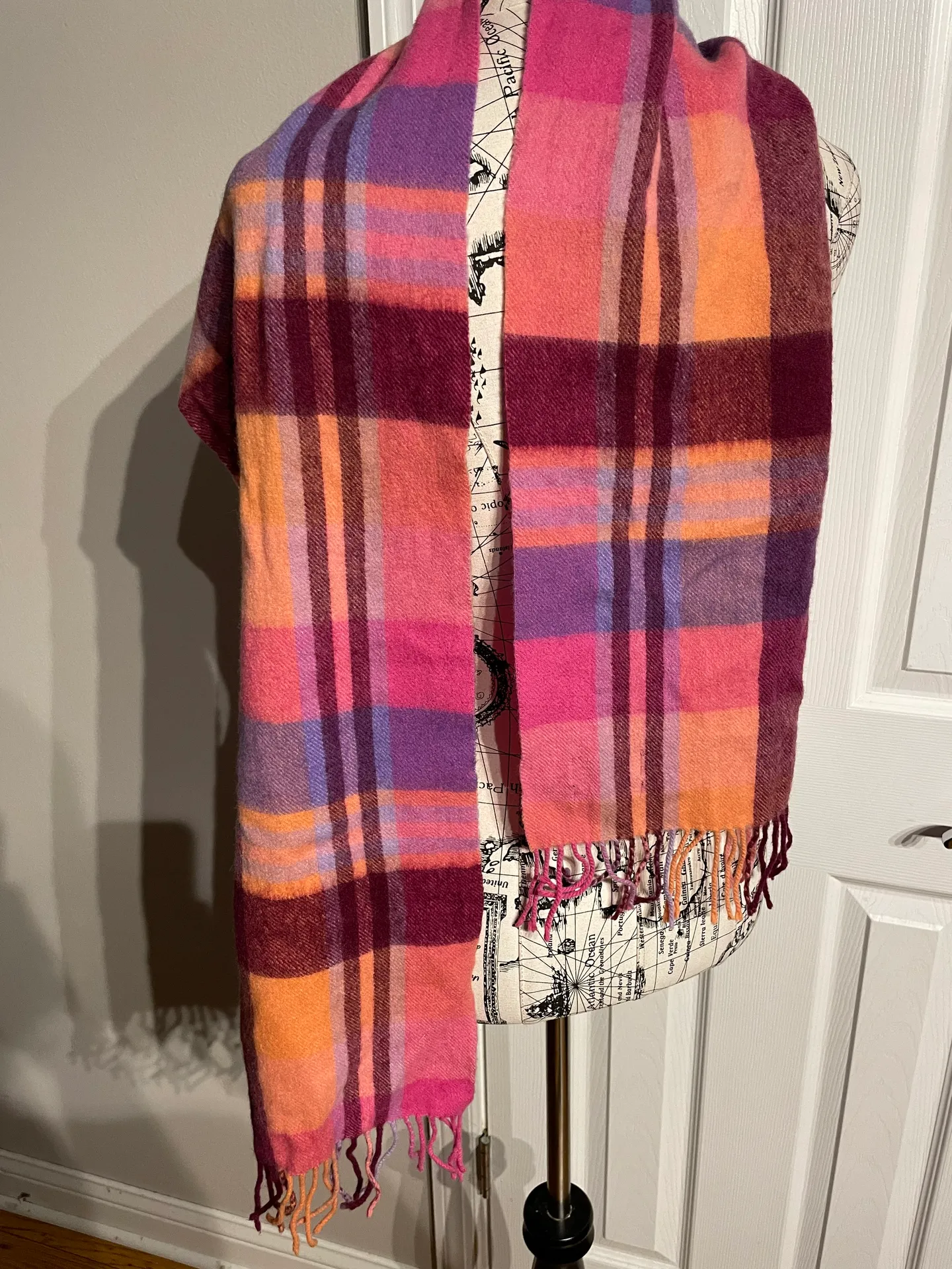 Vintage Kiltane of Scotland Lambswool Cashmere Tartan Shawl Wrap Pashmina Multicolor colorful Coquette Scarf - Image 3