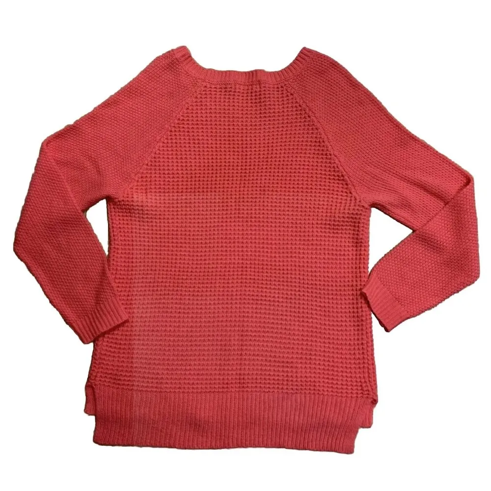 SO Women's Melon Orange Long Sleeve Sweater Size XL Raglan Sleeves - Image 3