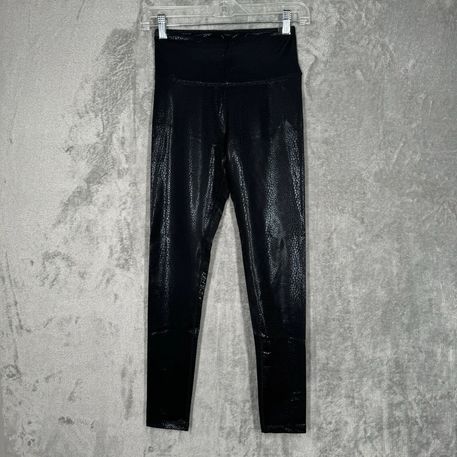 Elerctric Yoga Pants Womens XS Black Skinny Leg Shiny Snake Print Rocker Edgy - Image 2