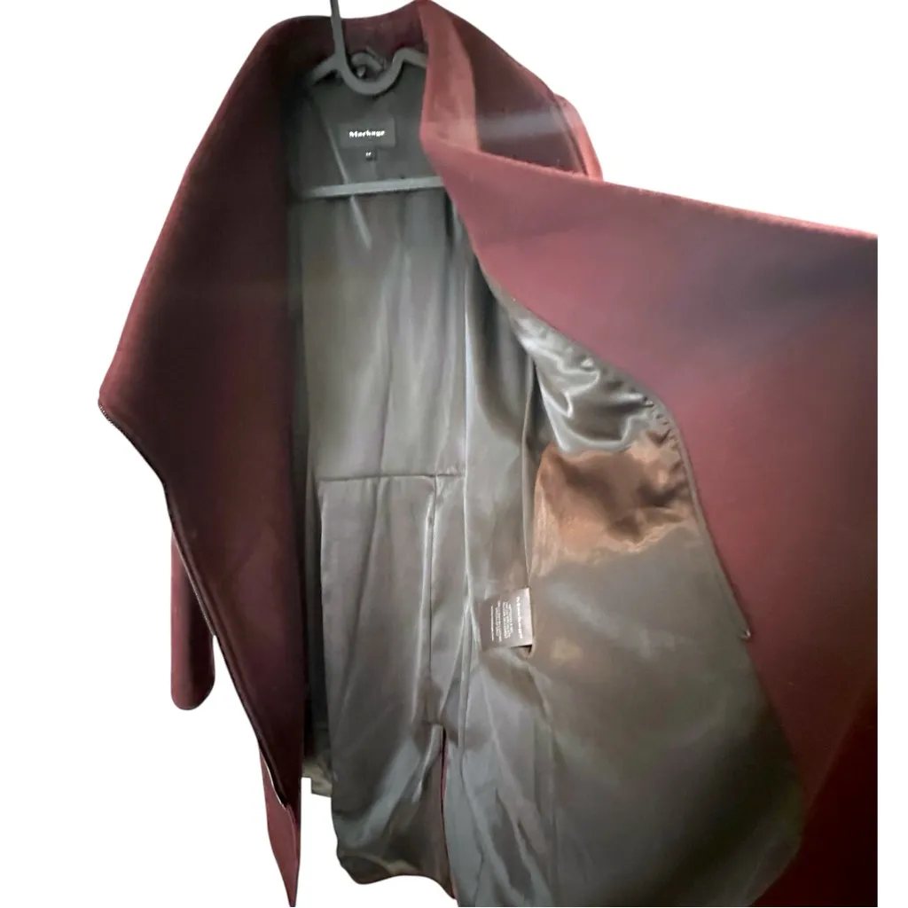 2025 Mackage Nori-K WOOL CASHMERE Double Face LEATHER belt Trench Coat Jacket S - Image 11