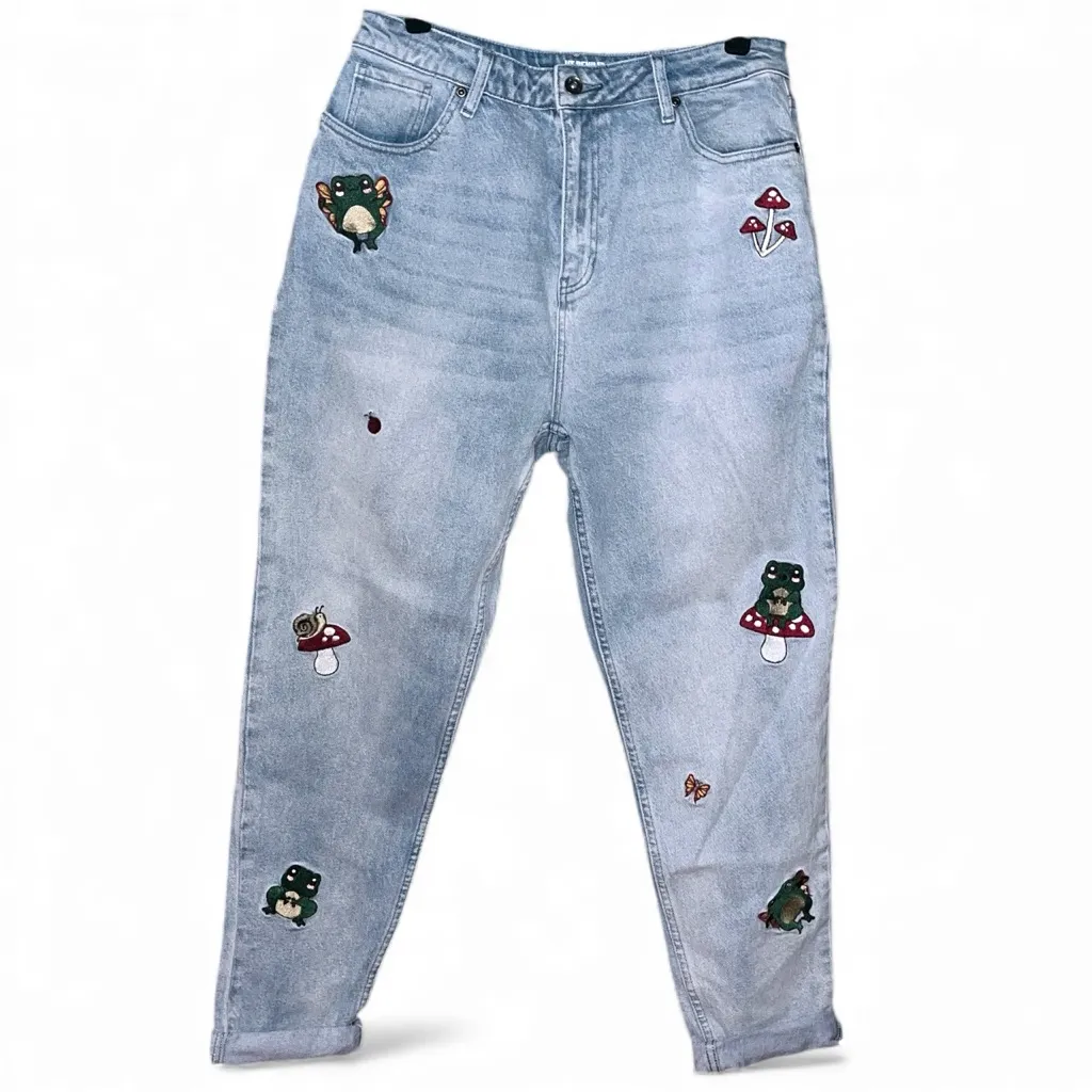 Hot Topic Light Indigo Frog Mushroom Mom Jeans - Image 6