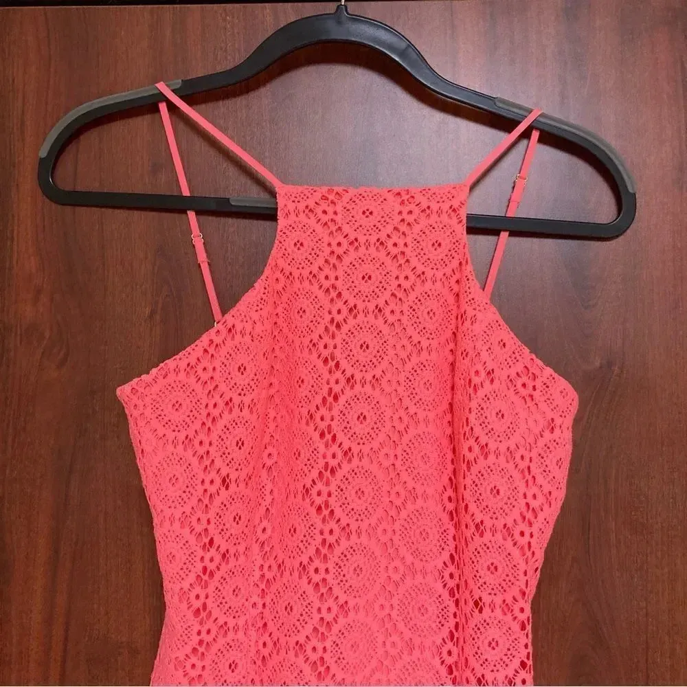 LILLY PULITZER Pink Costello Halter Dress Lace Pucker Pink Extra Small - Image 5