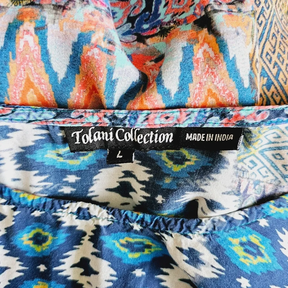 Tolani Collection Multicolored Tribal Print Caftan Tunic Size Large - Image 7