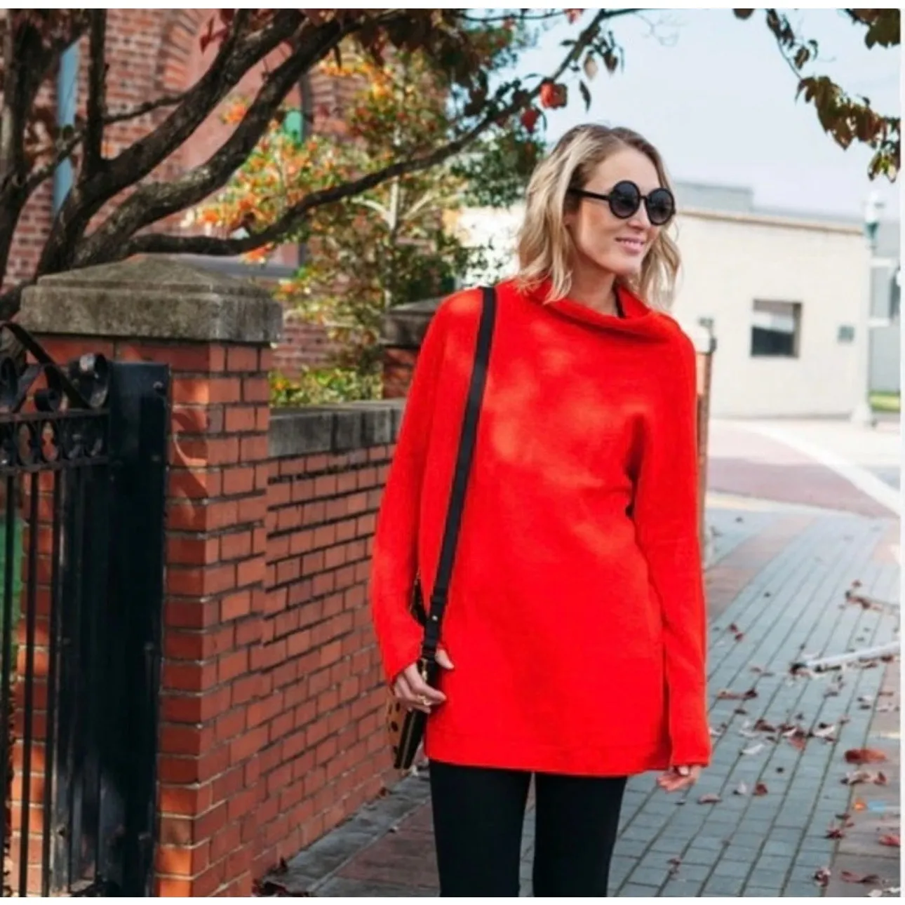 Free People OTTOMAN Slouchy tunic sweater in Red Cowl Neck Size SMALL - Image 10