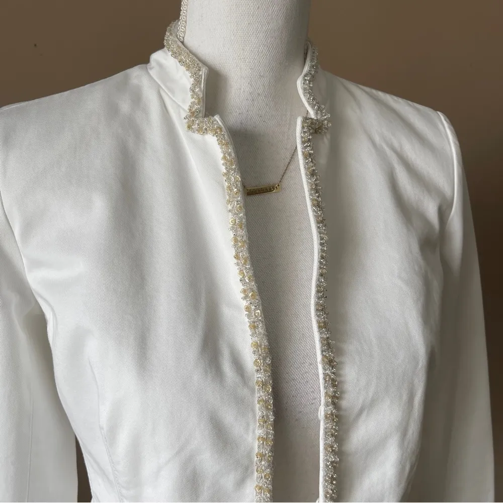 J. CREW | White Crystal Beaded Blazer Jacket Sz 4 - Image 2