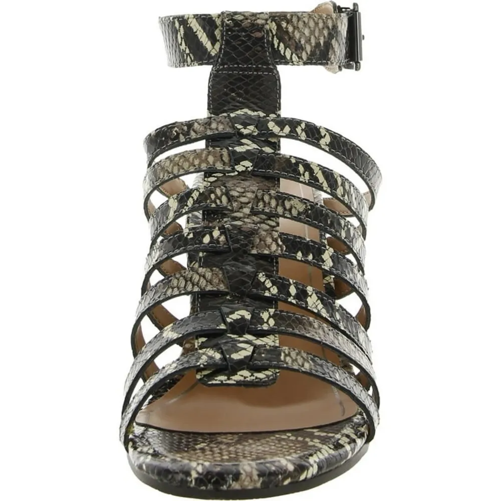Vionic Sami Heeled Gladiator Ankle Strap Snake Print Leather Caged Sandal - Image 3