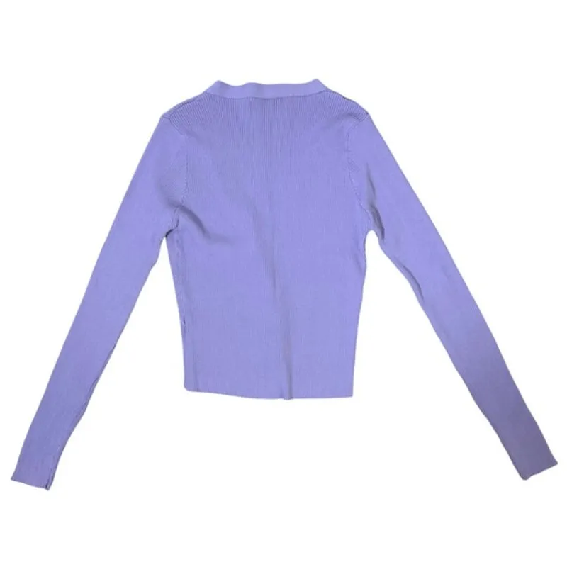 re:named Ribbed Sweater Button Front Cardigan V-Neck Long Sleeve Size Small - Image 4