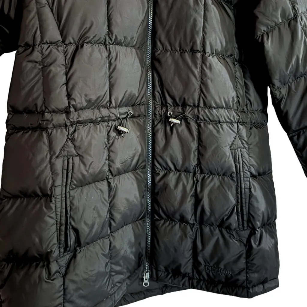 L.L. Bean Black Down Zip Up Coat Winter Jacket Women's Large - Image 3