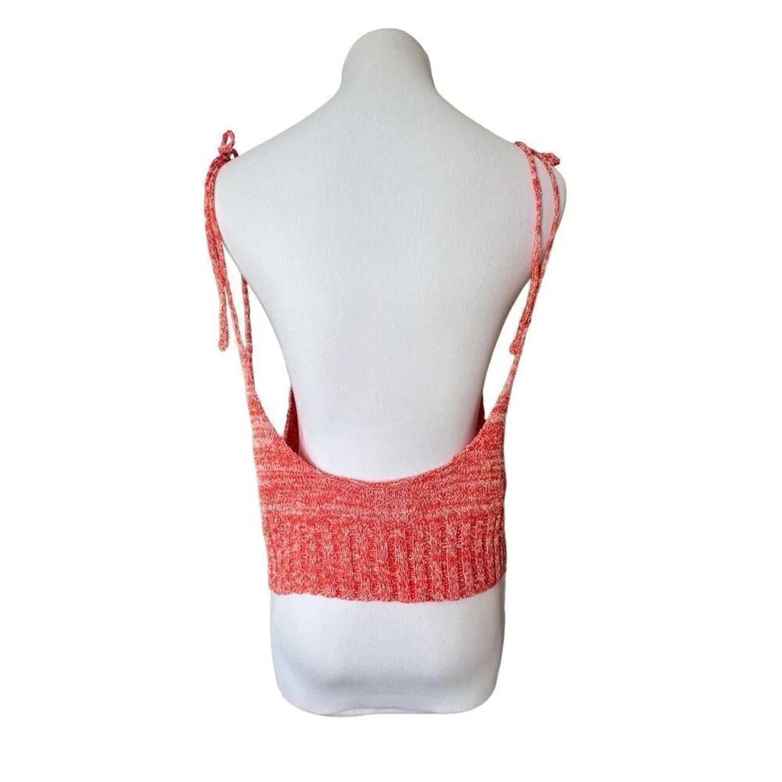Free People Bombshell Cropped‎ Knitted Sleeveless Top Orange sz Small - Image 3