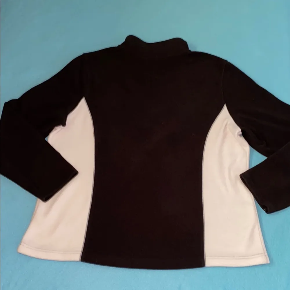 IZOD fleece pullover 1/4 zip black and white long sleeve collared soft size XL - Image 3