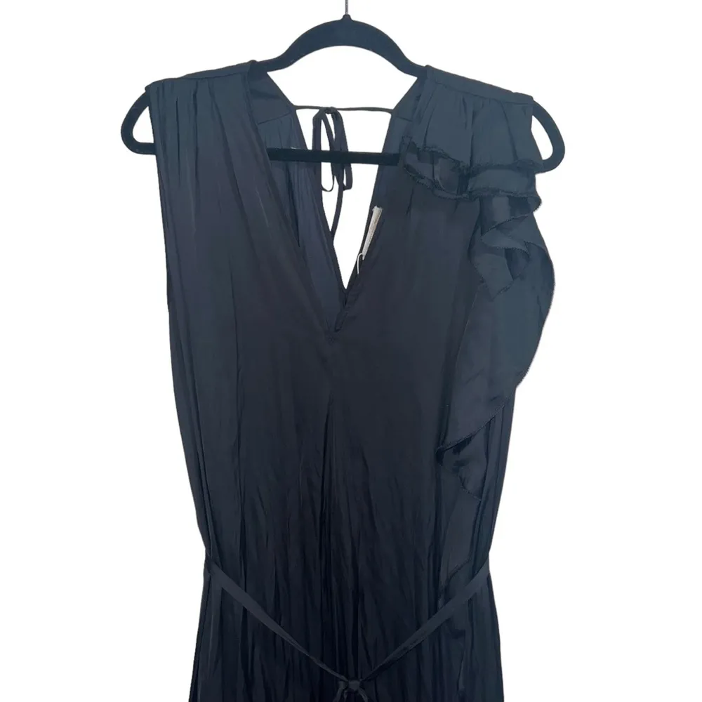 NEW NWT  Kaisley Ruffle Belted Midi Dress Black - Image 5