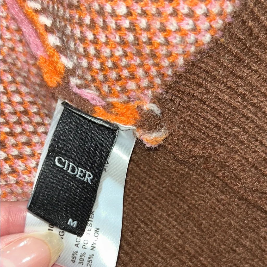 Cider  Orange and Brown Patterned Cardigan - Image 9