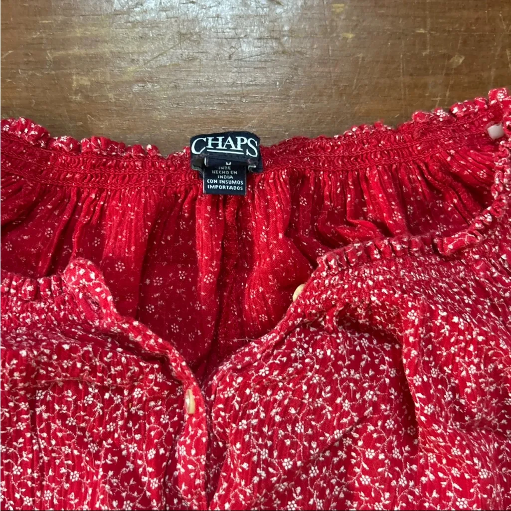 Chaps Red Patterned Blouse - Image 2